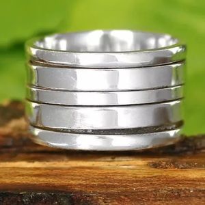 925 Sterling Silver meditation spinner ring Size 11